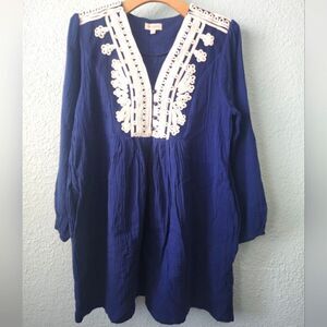 Velzera mini dress tunic embroidery side pockets coastal cotton